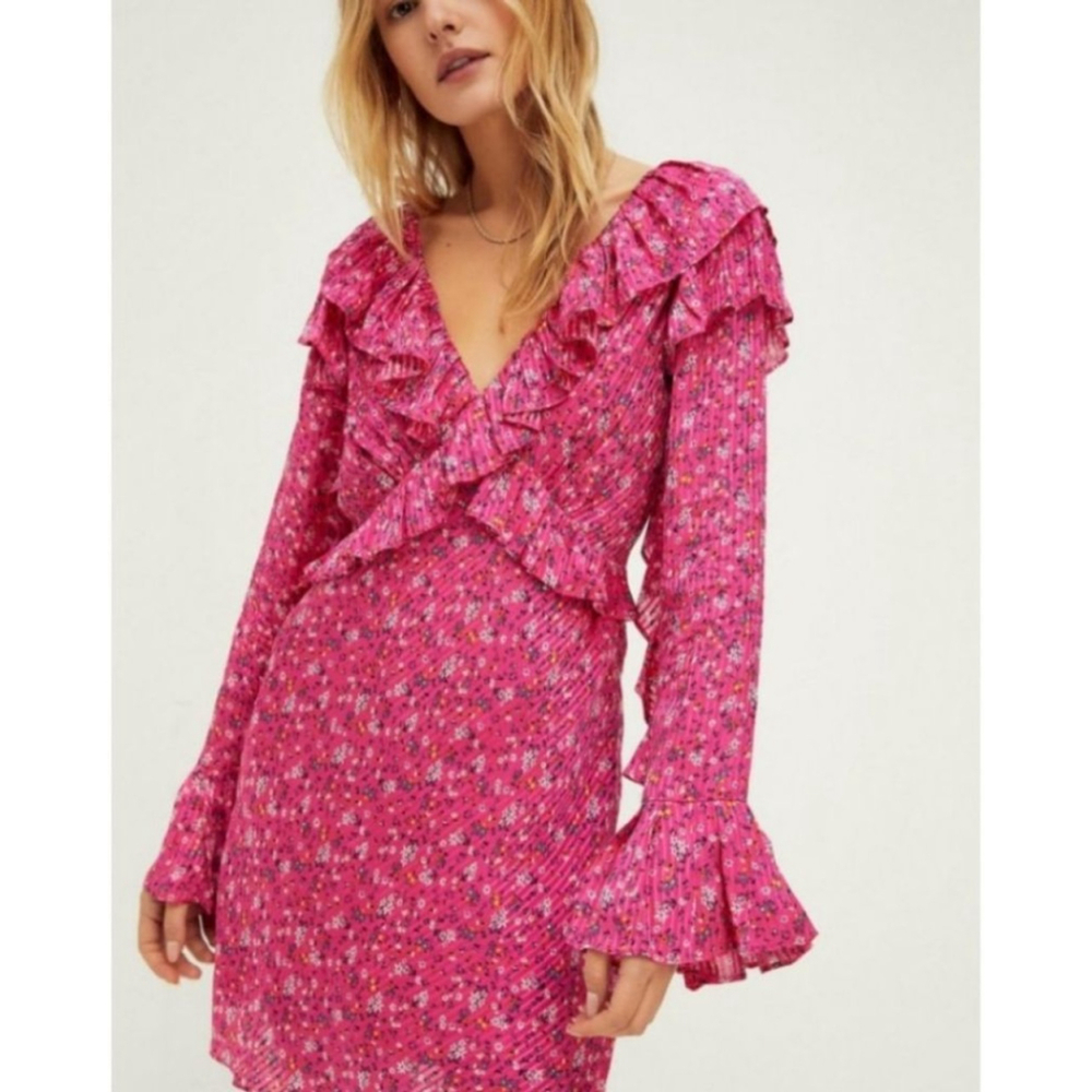 Free People Revolve The Sweetest Thing Mini Wrap Dress Romantic Frilly Boho Sz 2